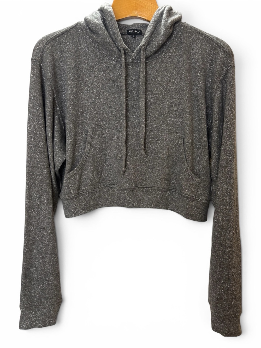 Bleusalt Kaia Crop Skater Hoodie in Silver Sparkle Bleusalt Size 2 (M/6-8)